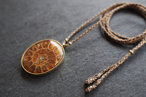 ammonite brass necklace (brown) 6枚目の画像