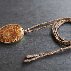 ammonite brass necklace (brown) 8枚目の画像