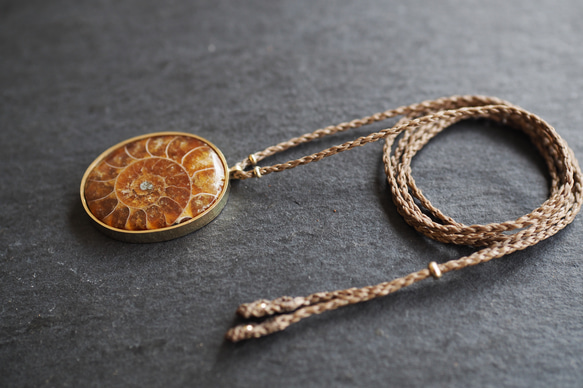 ammonite brass necklace (brown) 8枚目の画像