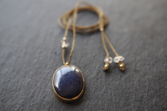 lapis lazuri brass necklace (midnight) 7枚目の画像