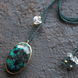 turquoise brass necklace (mottled) 3枚目の画像