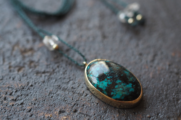 turquoise brass necklace (mottled) 4枚目の画像