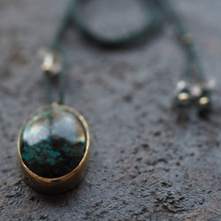 turquoise brass necklace (mottled) 7枚目の画像