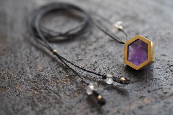 amethyst brass necklace (deep) 8枚目の画像