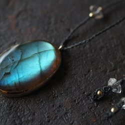 labradorite agate brass necklace (spell) 6枚目の画像