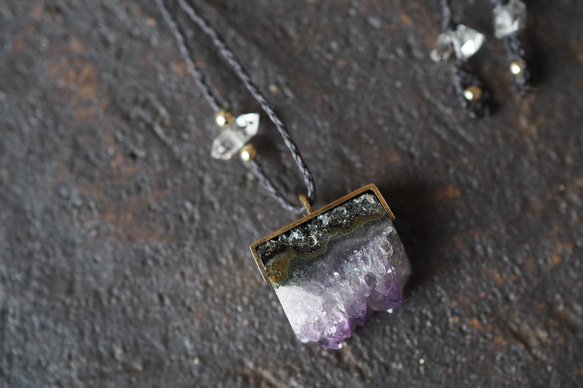 amethyst brass necklace (plain) 1枚目の画像