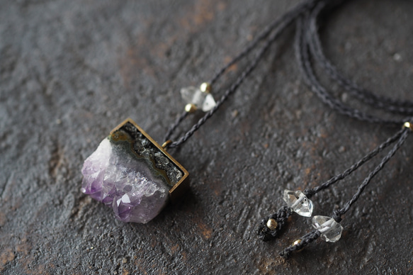 amethyst brass necklace (plain) 3枚目の画像