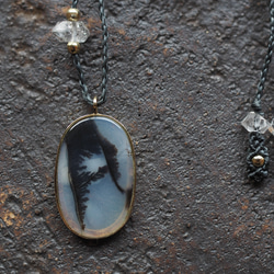 dendritic agate brass necklace (sprout) 2枚目の画像