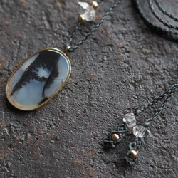 dendritic agate brass necklace (sprout) 3枚目の画像