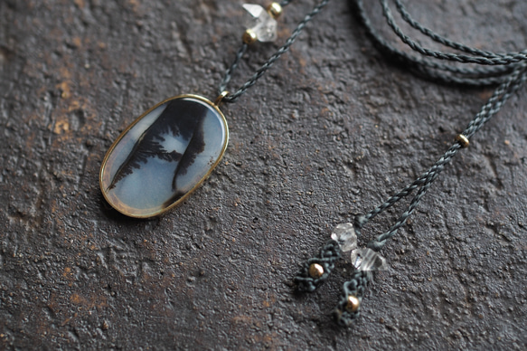 dendritic agate brass necklace (sprout) 3枚目の画像