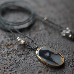 dendritic agate brass necklace (sprout) 4枚目の画像