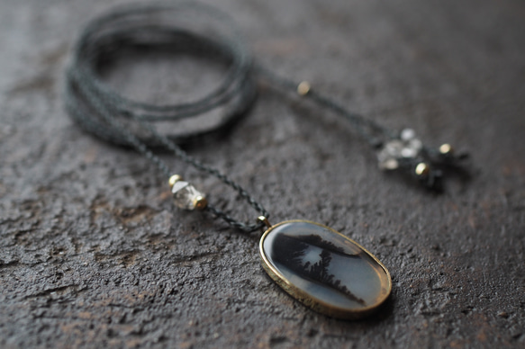 dendritic agate brass necklace (sprout) 4枚目の画像