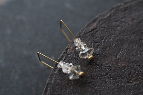 herkimer diamond brass pierce (sis) 3枚目の画像