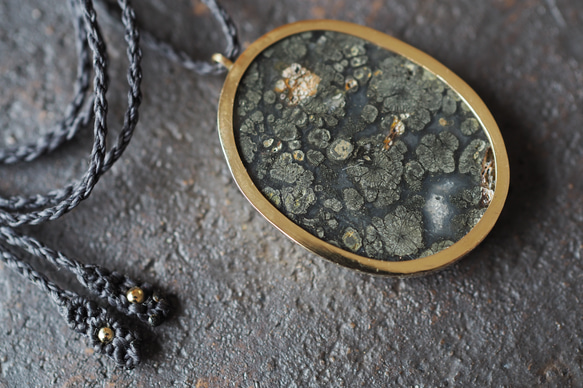marcasite in agate brass necklace 8枚目の画像