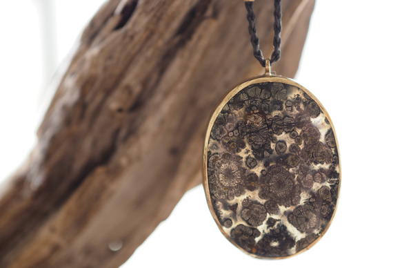 marcasite in agate brass necklace 9枚目の画像