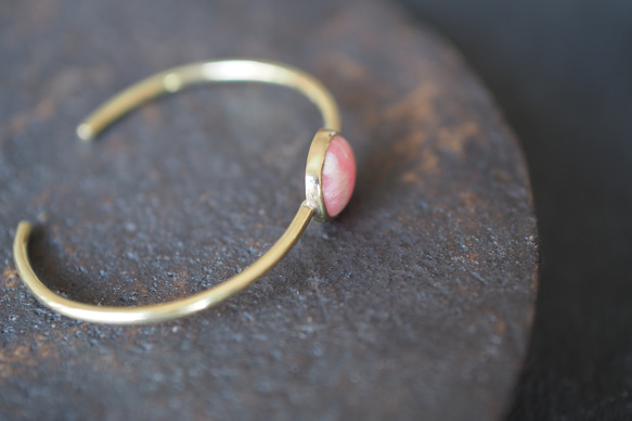 rhodochrosite brass bangle 6枚目の画像