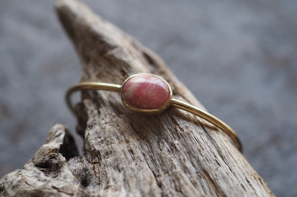 rhodochrosite brass bangle 9枚目の画像