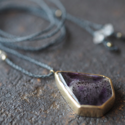 trapiche-amethyst brass necklace (waterdrop) 4枚目の画像