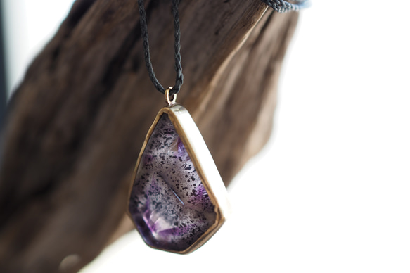 trapiche-amethyst brass necklace (waterdrop) 10枚目の画像