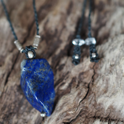 lapis lazuli macrame necklace (milky way) 4枚目の画像