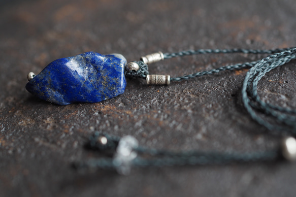 lapis lazuli macrame necklace (milky way) 7枚目の画像