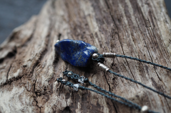 lapis lazuli macrame necklace (milky way) 8枚目の画像