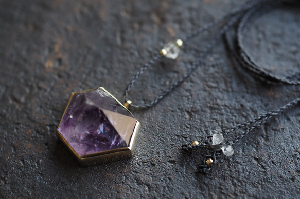 amethyst brass necklace (spring) 3枚目の画像