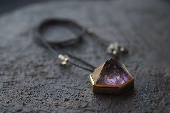 amethyst brass necklace (spring) 5枚目の画像