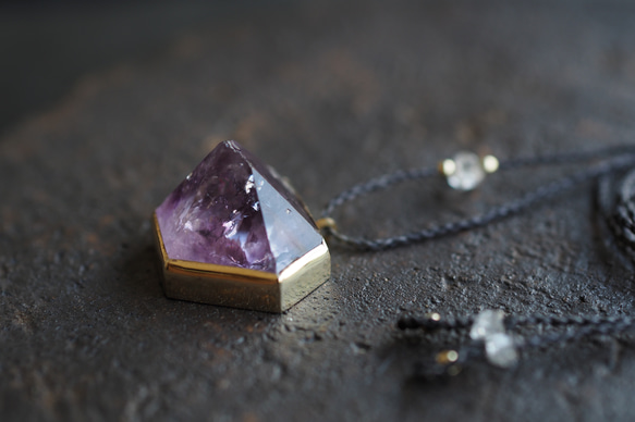 amethyst brass necklace (spring) 7枚目の画像