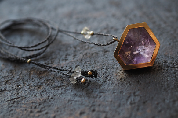 amethyst brass necklace (spring) 10枚目の画像