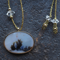 dendritic agate brass necklace (coral reef) 3枚目の画像