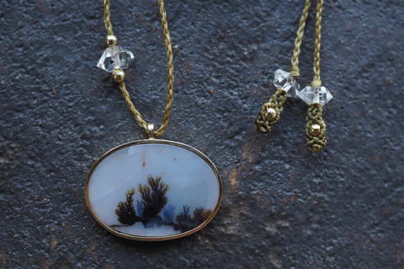 dendritic agate brass necklace (coral reef) 3枚目の画像