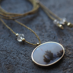 dendritic agate brass necklace (coral reef) 6枚目の画像