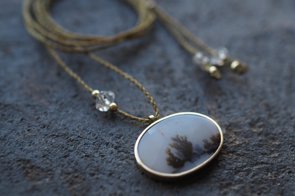 dendritic agate brass necklace (coral reef) 6枚目の画像