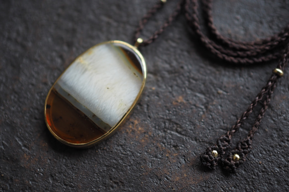 agate brass necklace (morning glowry) 4枚目の画像