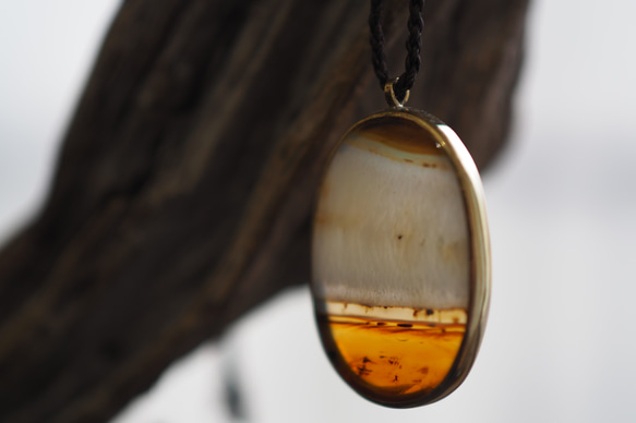 agate brass necklace (morning glowry) 5枚目の画像
