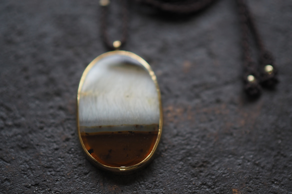 agate brass necklace (morning glowry) 6枚目の画像