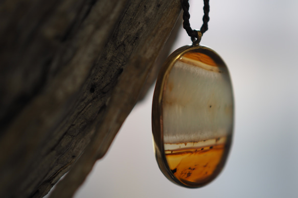 agate brass necklace (morning glowry) 8枚目の画像