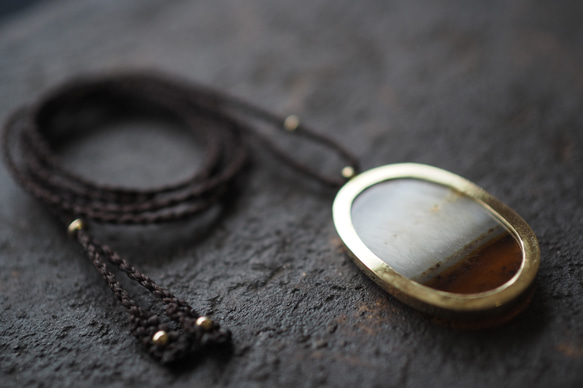 agate brass necklace (morning glowry) 10枚目の画像