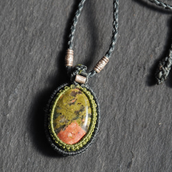 macramé　unakite　necklace 1枚目の画像