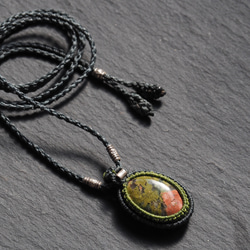 macramé　unakite　necklace 5枚目の画像