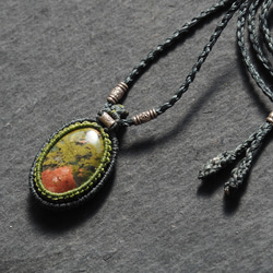 macramé　unakite　necklace 9枚目の画像