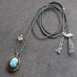 labradorite brass necklace 4枚目の画像