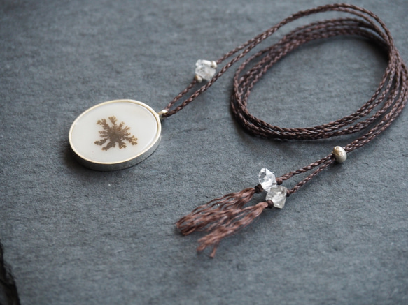 dendritic agate silver necklace (flower) 3枚目の画像