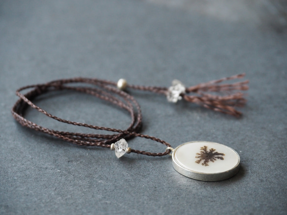 dendritic agate silver necklace (flower) 5枚目の画像