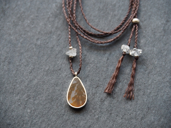 dendritic agate silver necklace (water drop) 2枚目の画像