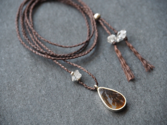 dendritic agate silver necklace (water drop) 4枚目の画像