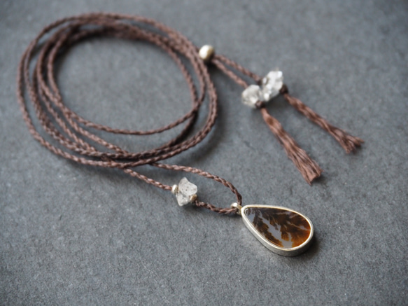 dendritic agate silver necklace (water drop) 6枚目の画像