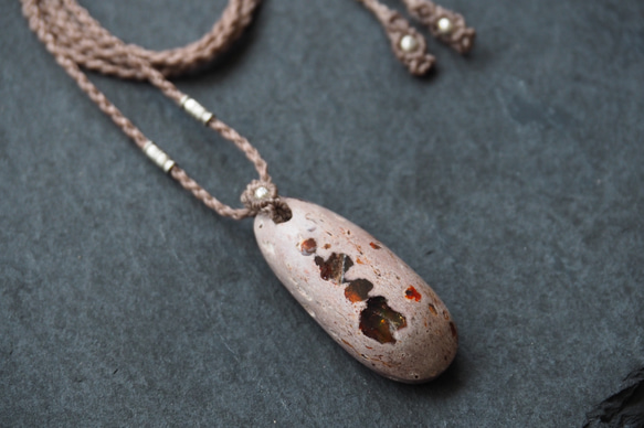 macramé　cantera opal　necklace 1枚目の画像