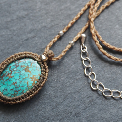 macramé　turquoise　necklace (light) 2枚目の画像